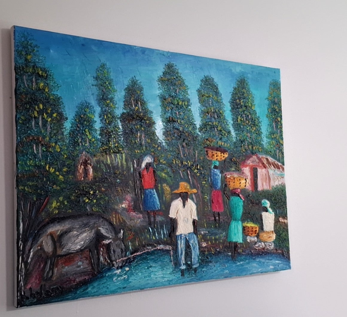 Morning Chores, Oil Painting on Canvas by Brenus Bellamy