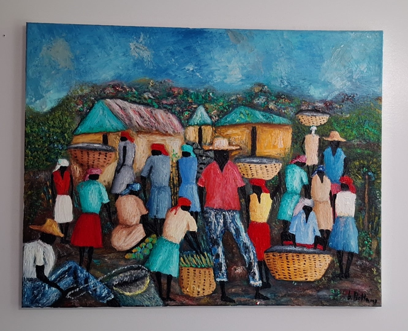 Market by thee Green Hills, Oil Painting on Canvas by Brenus Bellamy
