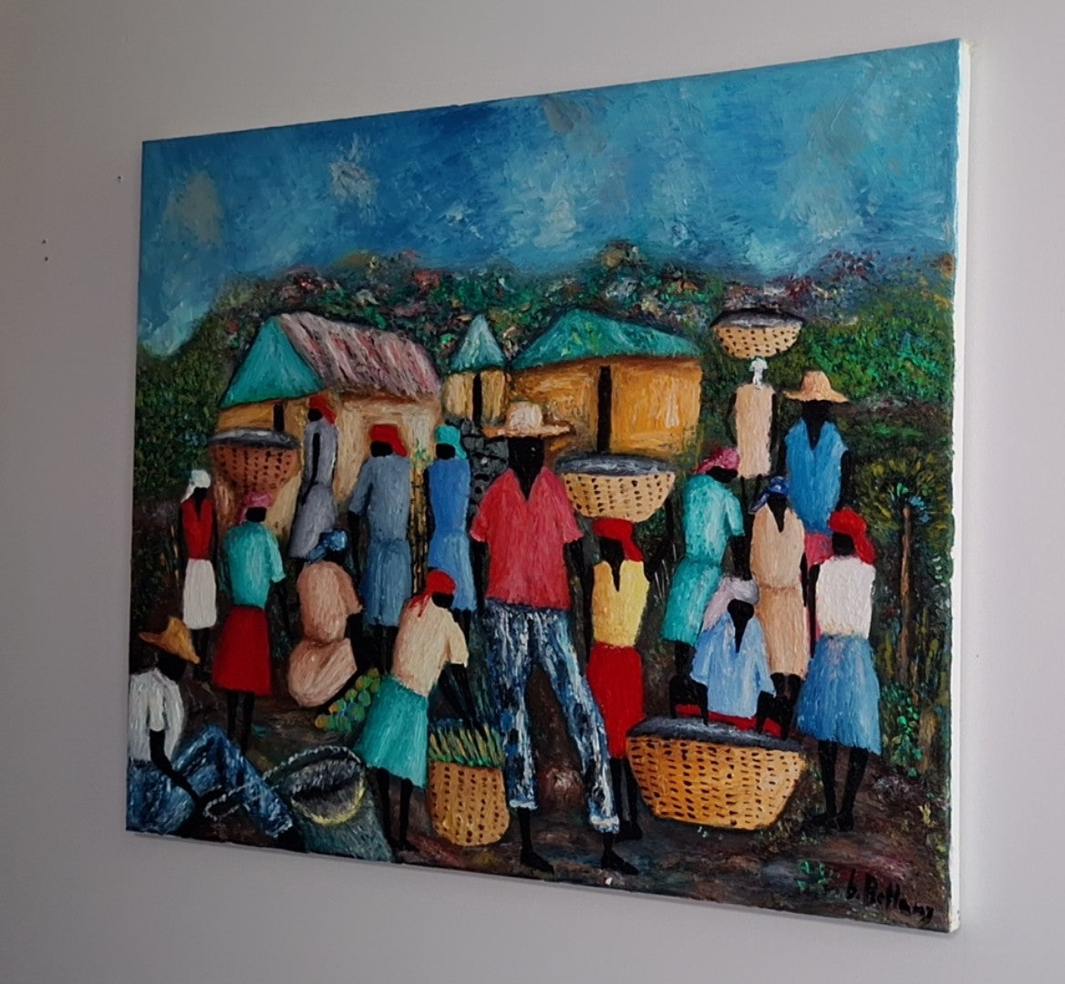 Market by thee Green Hills, Oil Painting on Canvas by Brenus Bellamy