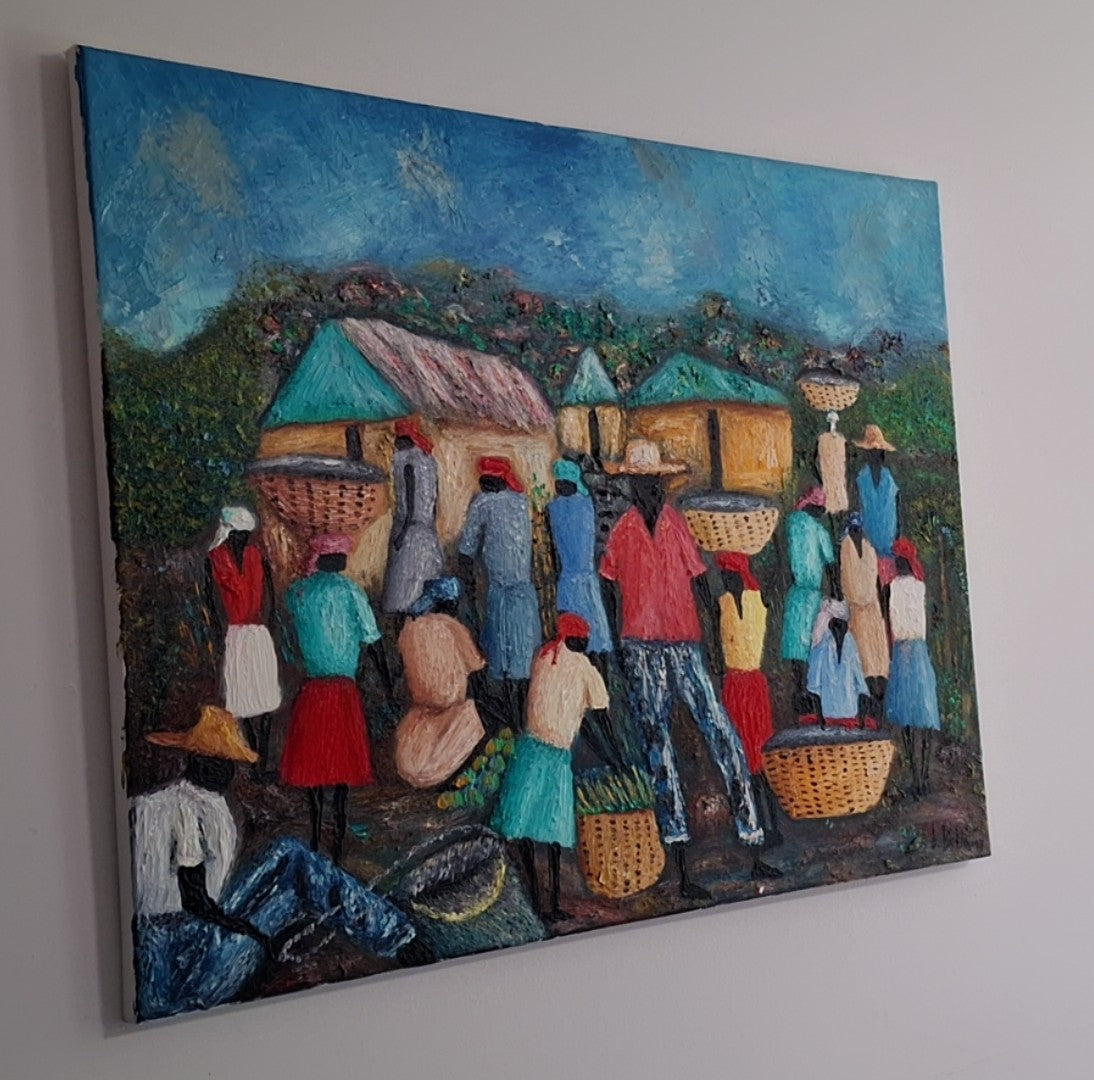 Market by thee Green Hills, Oil Painting on Canvas by Brenus Bellamy
