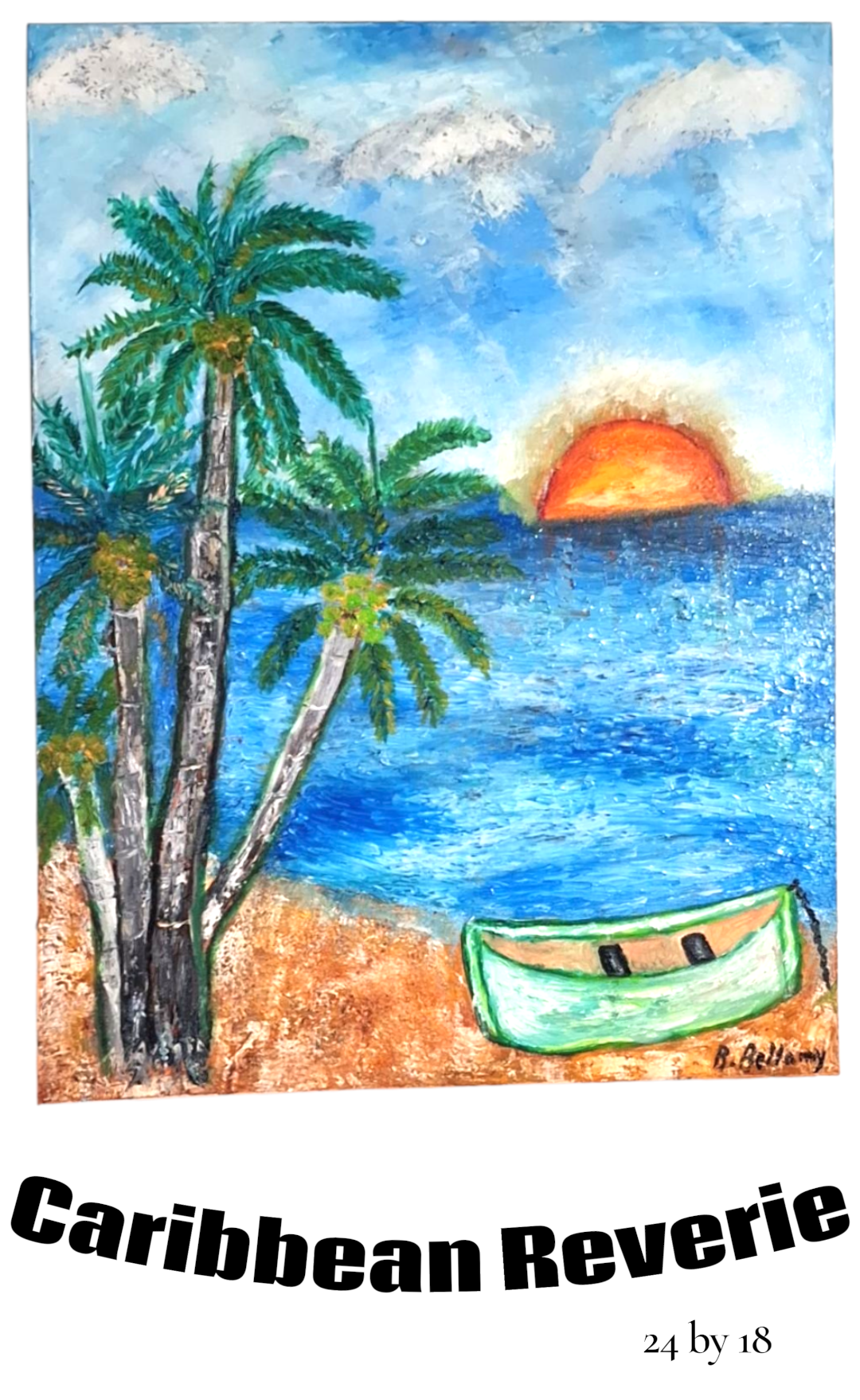 Caribbean Reverie, Original Oil Painting on Canvas by Brenus Bellamy