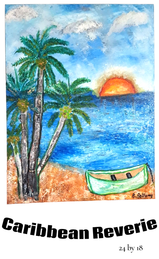 Caribbean Reverie, Original Oil Painting on Canvas by Brenus Bellamy