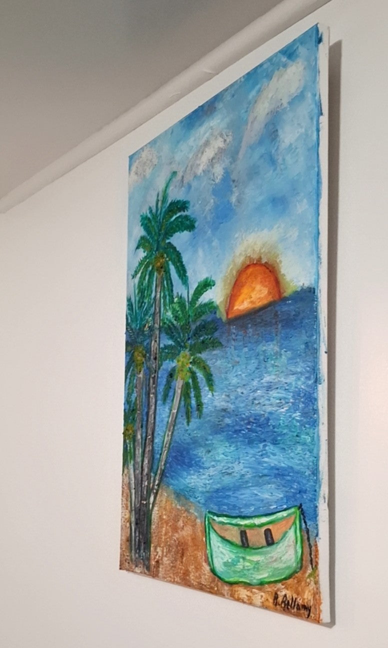 Caribbean Reverie, Original Oil Painting on Canvas by Brenus Bellamy