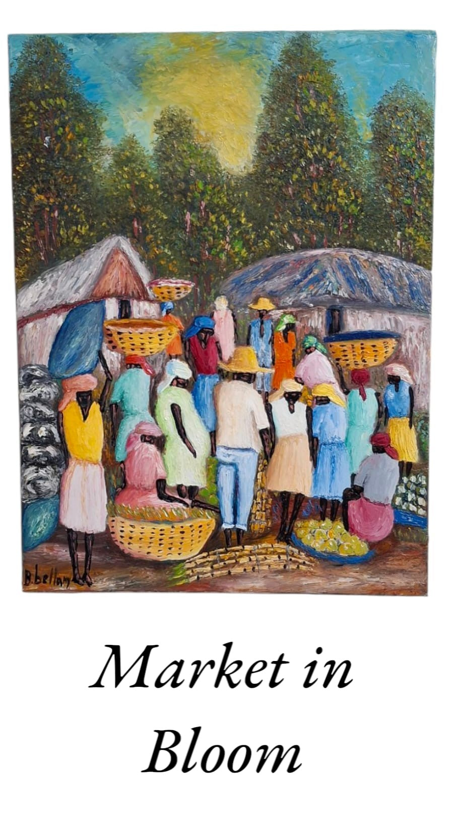Market in Bloom, Oil Painting on Canvas by Brenus Bellamy
