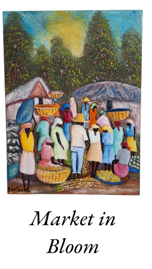 Market in Bloom, Oil Painting on Canvas by Brenus Bellamy