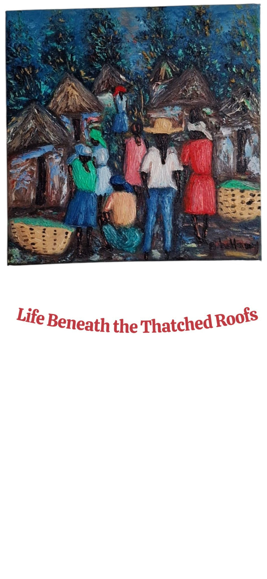 Life Beneath the Thatched Roofs, Oil Painting on Canvas by Brenus Bellamy