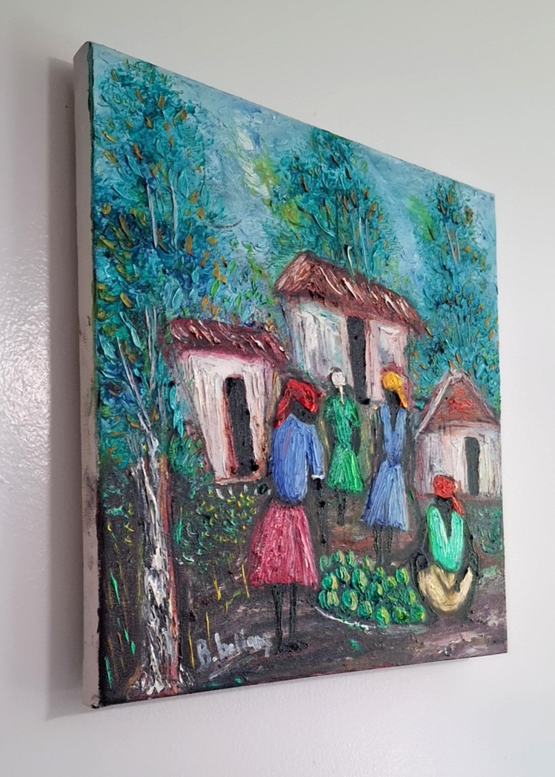 Chores and Sisterhood, Original Oil Painting on Canvas by Brenus Bellamy