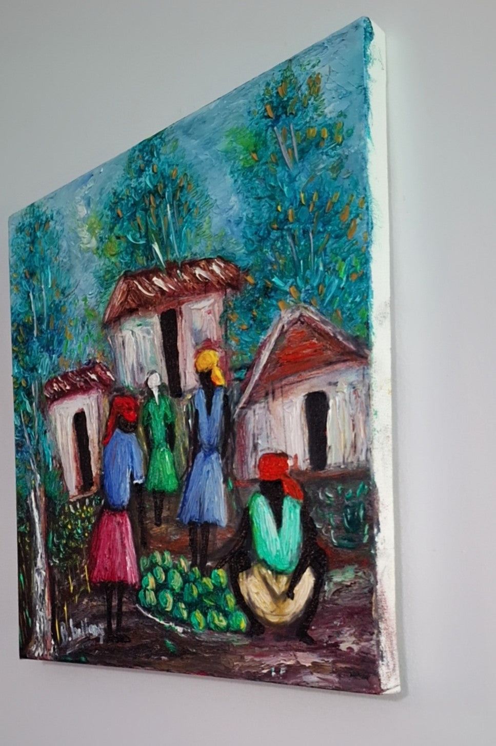 Chores and Sisterhood, Original Oil Painting on Canvas by Brenus Bellamy