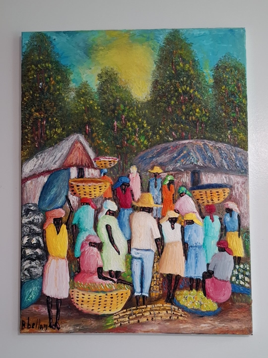 Market in Bloom, Oil Painting on Canvas by Brenus Bellamy