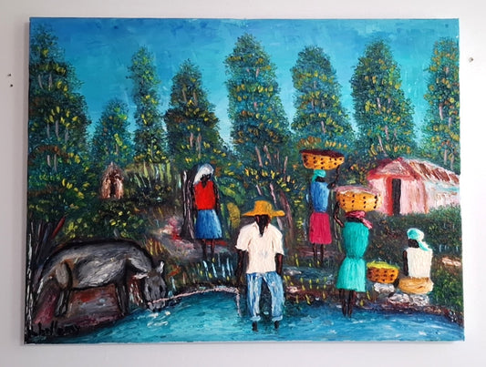 Morning Chores,  Oil Painting on Canvas by Brenus Bellamy