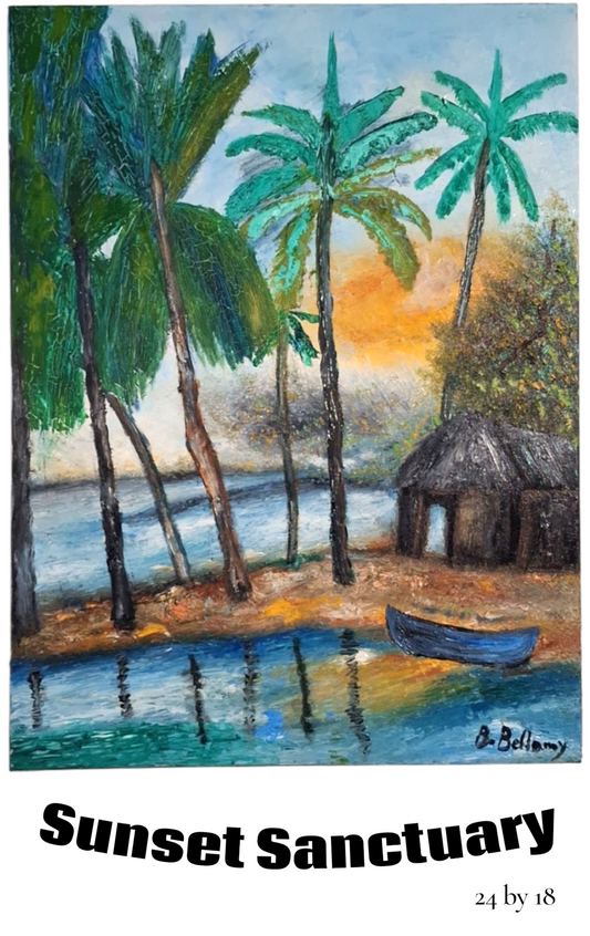 Sunset Sanctuary, Original Oil Painting on Canvas by Brenus Bellamy
